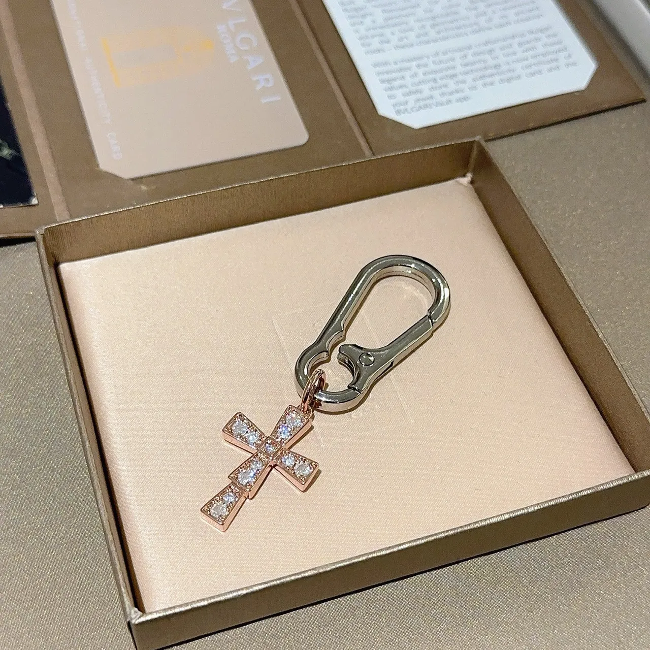 Bvlgari Gold Silver Cross-Shaped Pavé-Crystal Bracelet 4
