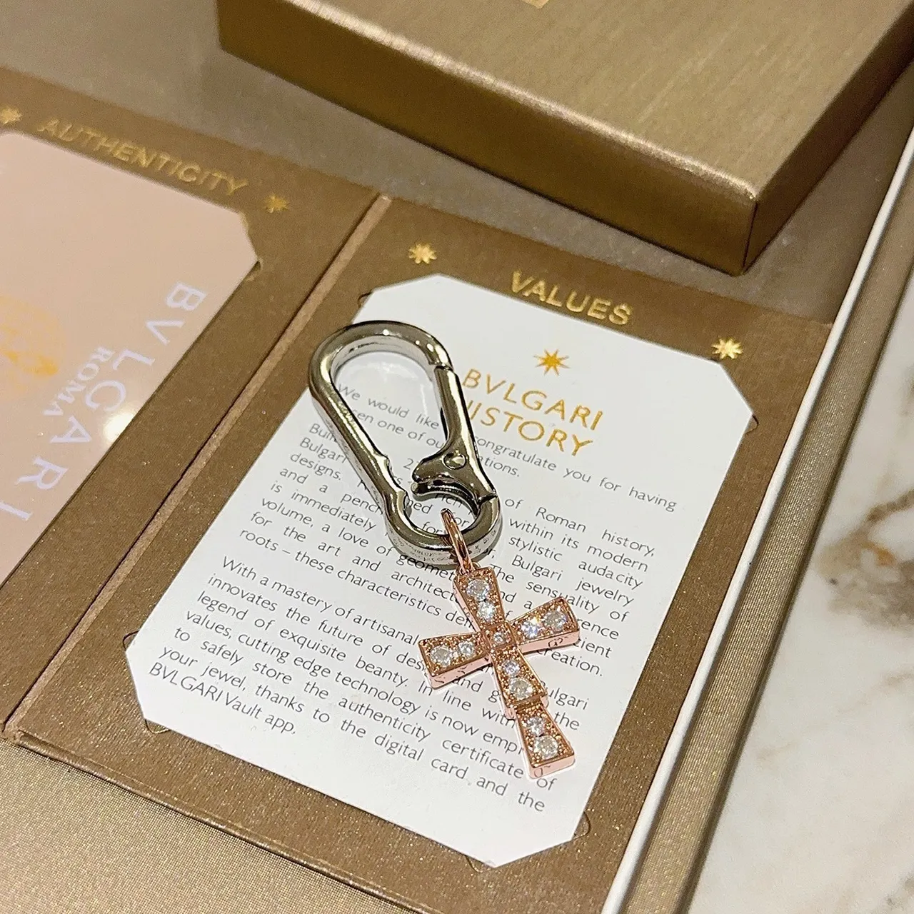 Bvlgari Gold Silver Cross-Shaped Pavé-Crystal Bracelet 5
