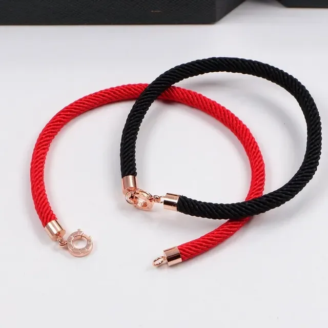Bvlgari Red Black Braided Cord Rose-Gold-Tone Hardware Bracelet 3