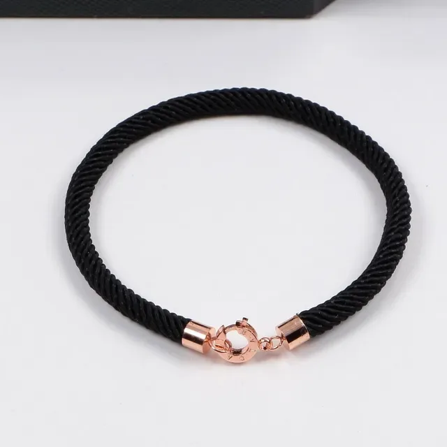 Bvlgari Red Black Braided Cord Rose-Gold-Tone Hardware Bracelet 4