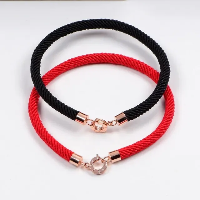 Bvlgari Red Black Braided Cord Rose-Gold-Tone Hardware Bracelet 6