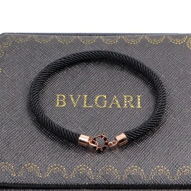 Bvlgari Red Black Braided Cord Rose-Gold-Tone Hardware Bracelet 7