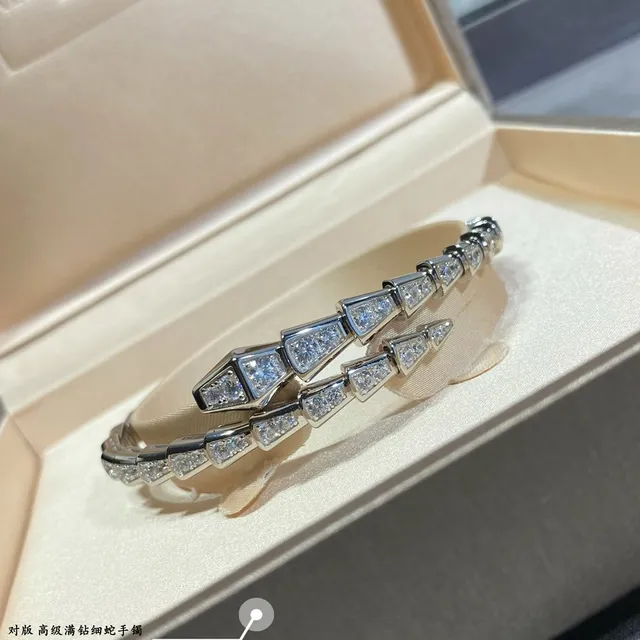 Bvlgari Serpenti সোনা রুপা সংযুক্ত সাপের মতো হীরা ছাঁটা আঁশলির মতো ব্রেসলেট 3