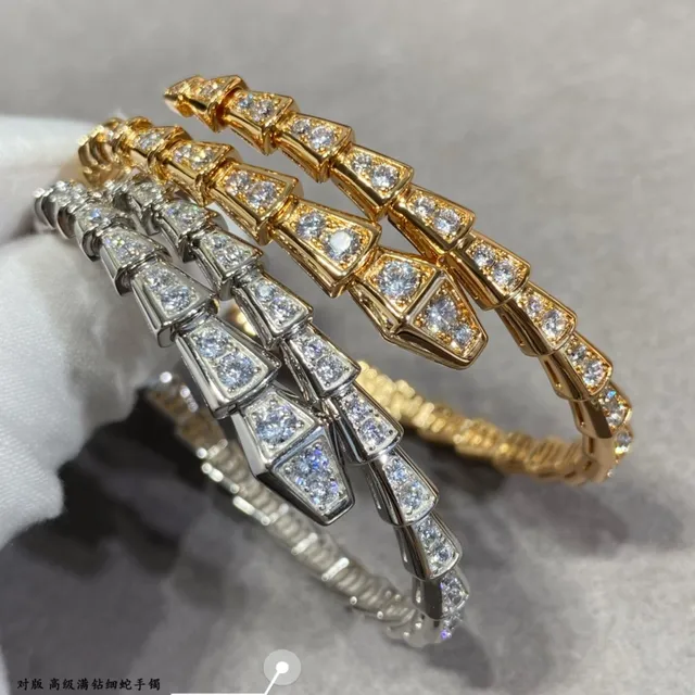 Bvlgari Serpenti সোনা রুপা সংযুক্ত সাপের মতো হীরা ছাঁটা আঁশলির মতো ব্রেসলেট 4