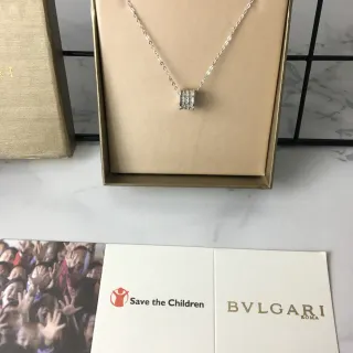 Bvlgari Silver Gold Cylindrical Multi-Band Pendant Pavé-Set Stones Necklace