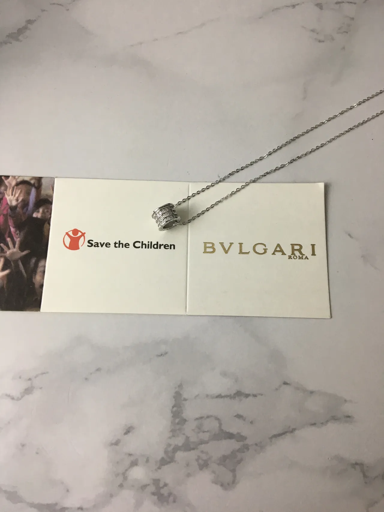 Bvlgari 银金圆柱形多带吊坠 pave-set 宝石项链 7