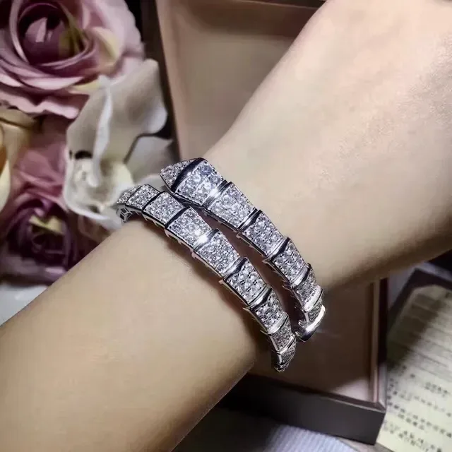 Bvlgari Silver White Articulated Serpentine Pavé-Diamond Bracelet 2