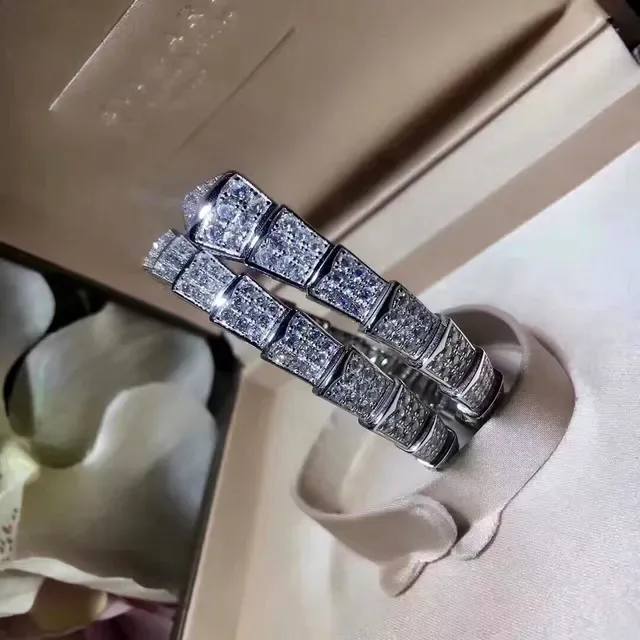 Bvlgari Silver White Articulated Serpentine Pavé-Diamond Bracelet 3