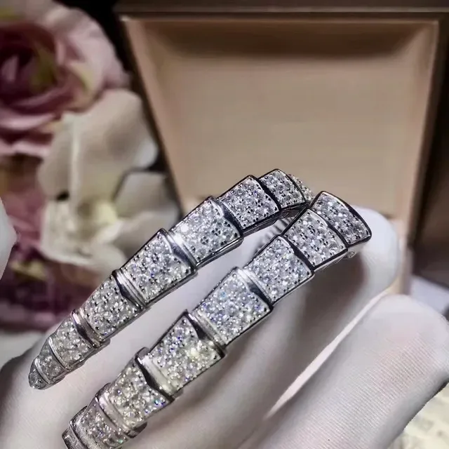 Bvlgari Silver White Articulated Serpentine Pavé-Diamond Bracelet 5