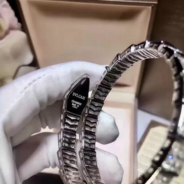Bvlgari Silver White Articulated Serpentine Pavé-Diamond Bracelet 6