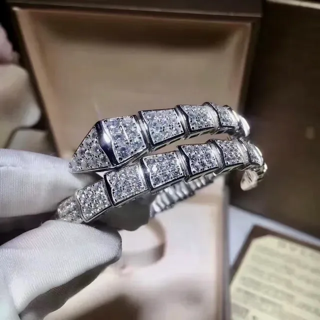 Bvlgari Silver White Articulated Serpentine Pavé-Diamond Bracelet 7