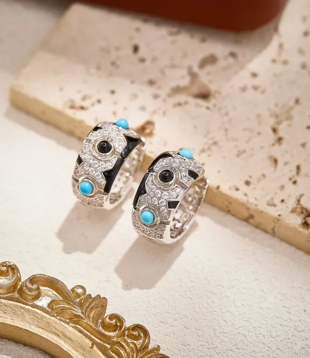 Cartier Diabolo أقراط دائرية هندسية بمينا وماس 7