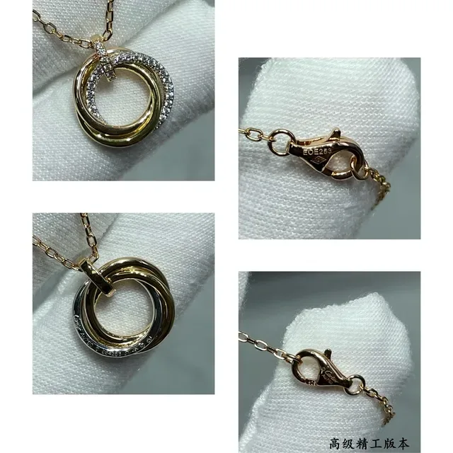 Collier Cartier Or Noir Interlocking Double-Ring Pendant Pavé-Diamond Accent 2