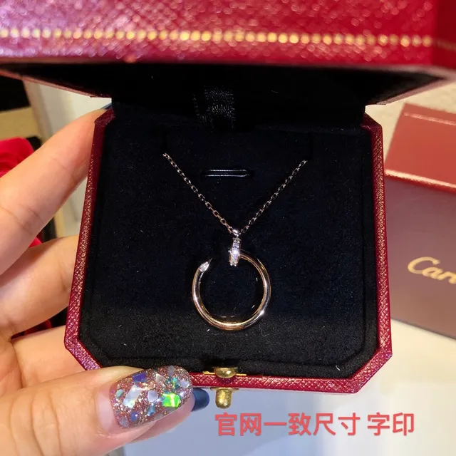Cartier সোনা রূপা সরল খোলা বৃত্ত পেন্ডেন্ট প্যাভে ডায়মন্ড অ্যাকসেন্ট নেকলেস 2