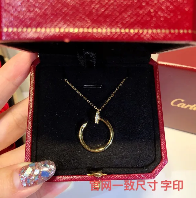 Cartier সোনা রূপা সরল খোলা বৃত্ত পেন্ডেন্ট প্যাভে ডায়মন্ড অ্যাকসেন্ট নেকলেস 3
