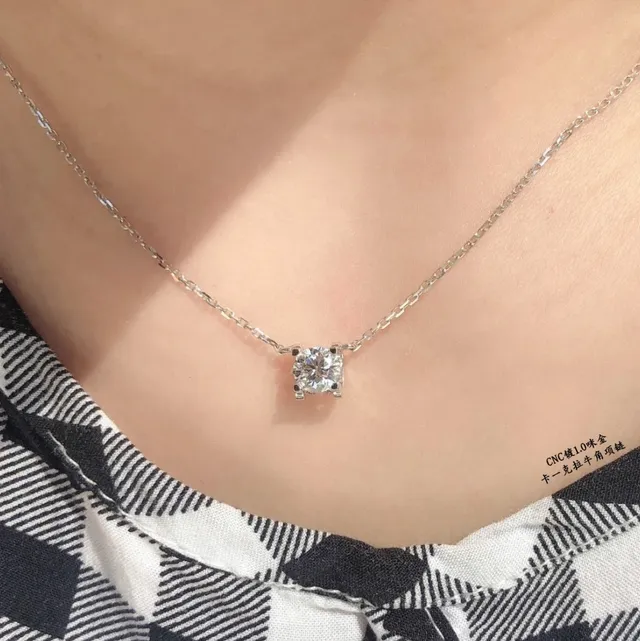 Cartier ذهبي فضي قلادة حجر واحدة أربعة زوايا قلادة 9