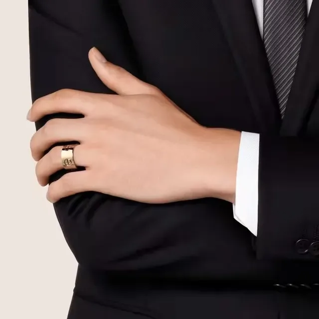 Cartier Juste un Clou Gold Silver Wide Band Screw-Head Motif Ring 9