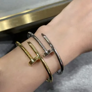 Cartier Juste un Clou Nail Motif Gold and Silver Open Bracelets