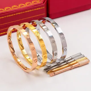 Cartier Love Bracelet ذهب وردي ذهب أصفر فضة سوار معدني متعدد الألوان