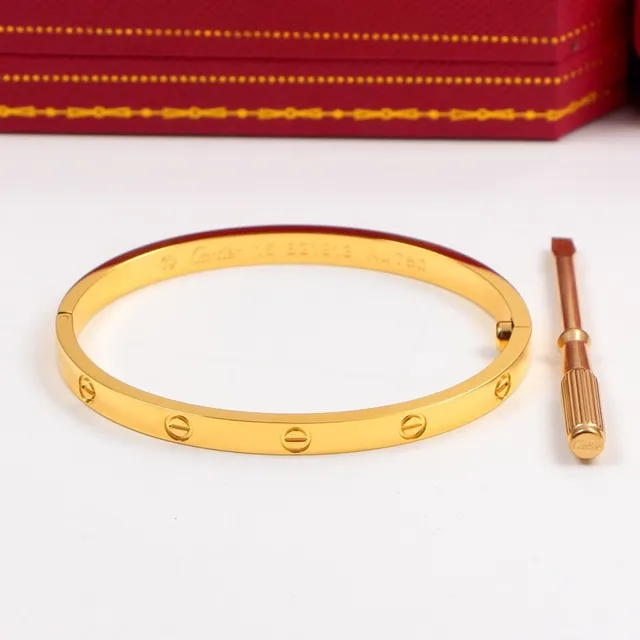Cartier Love Bracelet गुलाबी सोना पीला सोना चाँदी बहुरंगी धातु की कंगन 5