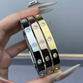 Cartier Love Bracelet فضة ذهب وردي ذهب أصفر مثبت بالمسامير أساور ماس
