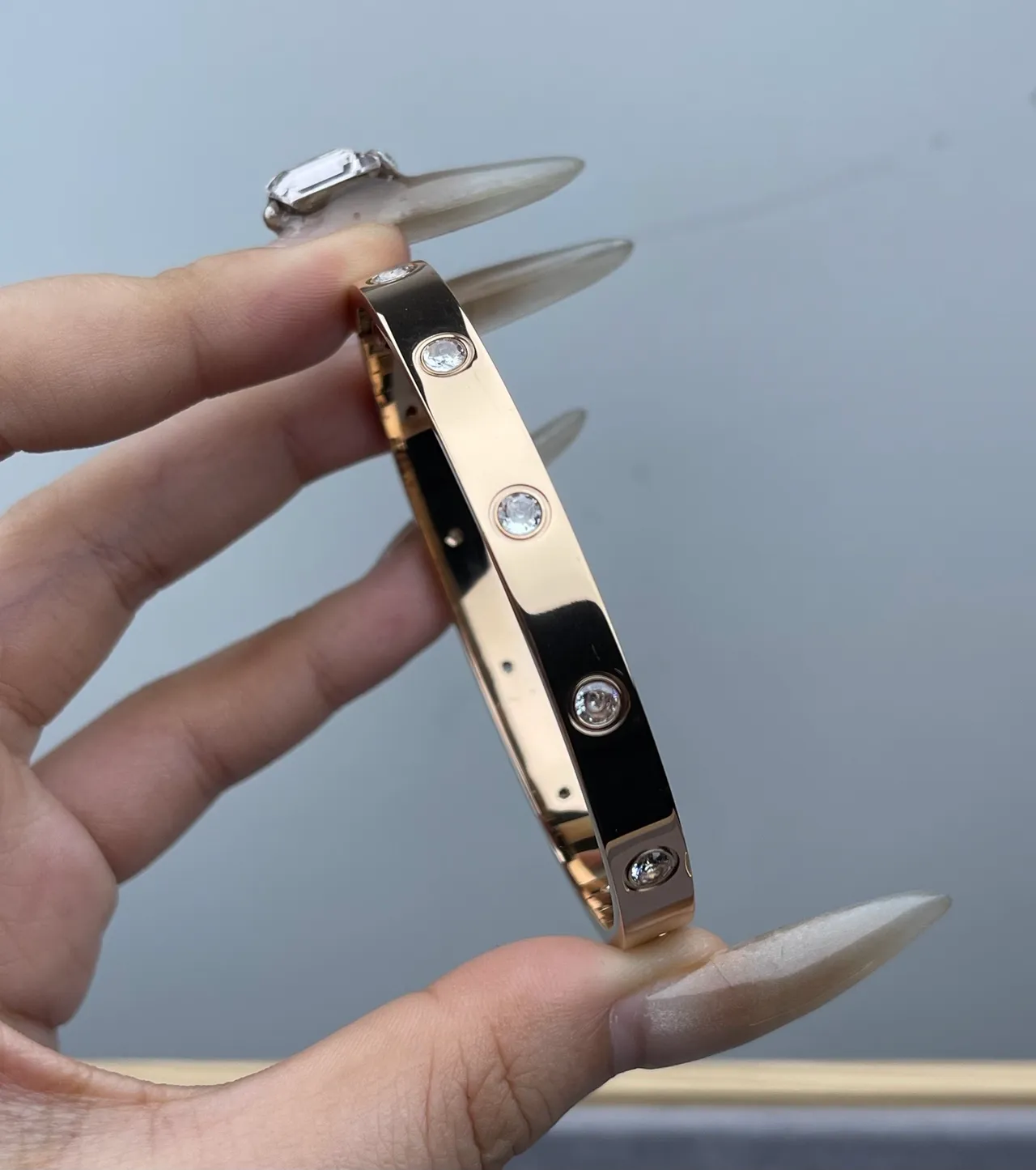 Cartier Love Bracelet فضة ذهب وردي ذهب أصفر مثبت بالمسامير أساور ماس 5