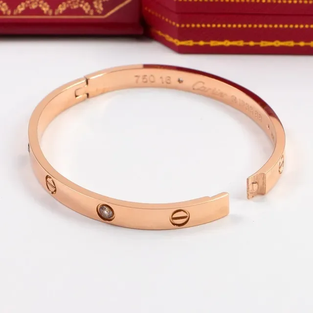 Bracelet Love Cartier Argent Or Jaune Or Rose Motif Vis Pierre Simple 2