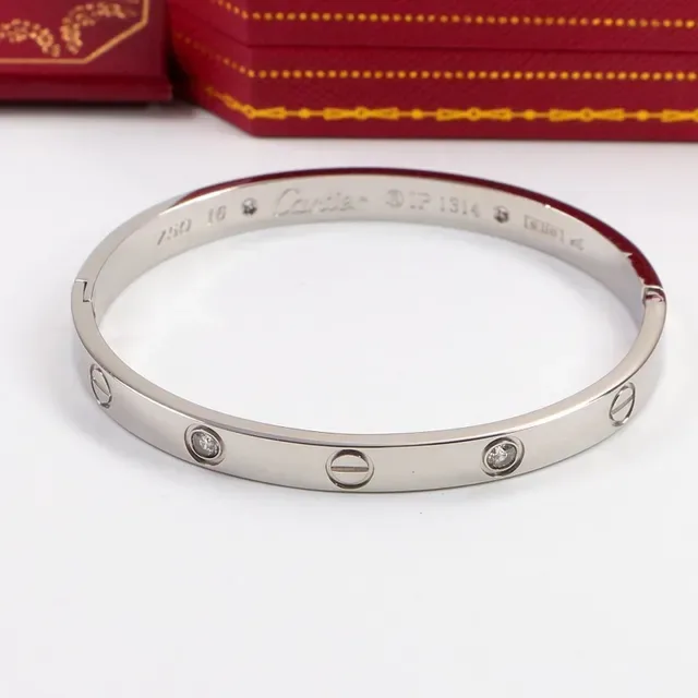 Bracelet Love Cartier Argent Or Jaune Or Rose Motif Vis Pierre Simple 4