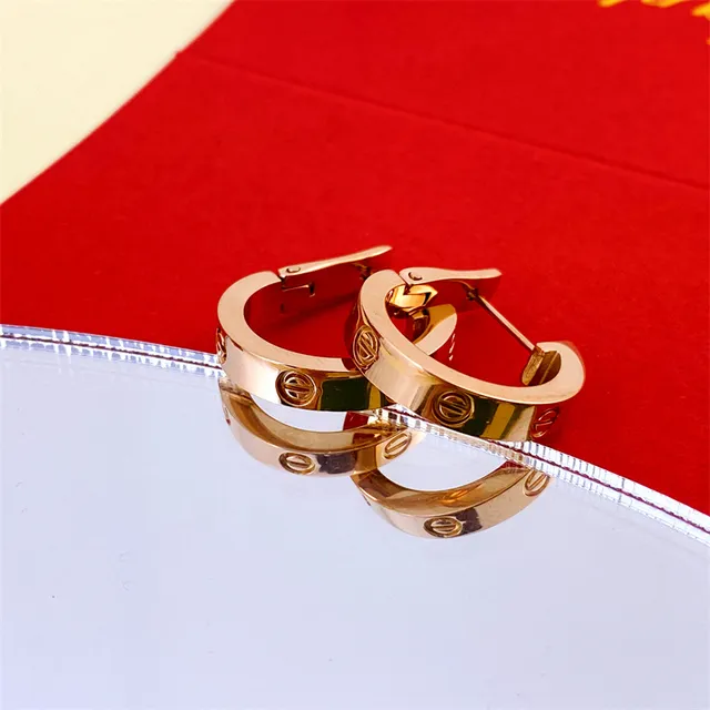 Cartier Love Motivo de Tornillo Aretes de Aro Pulidos 3
