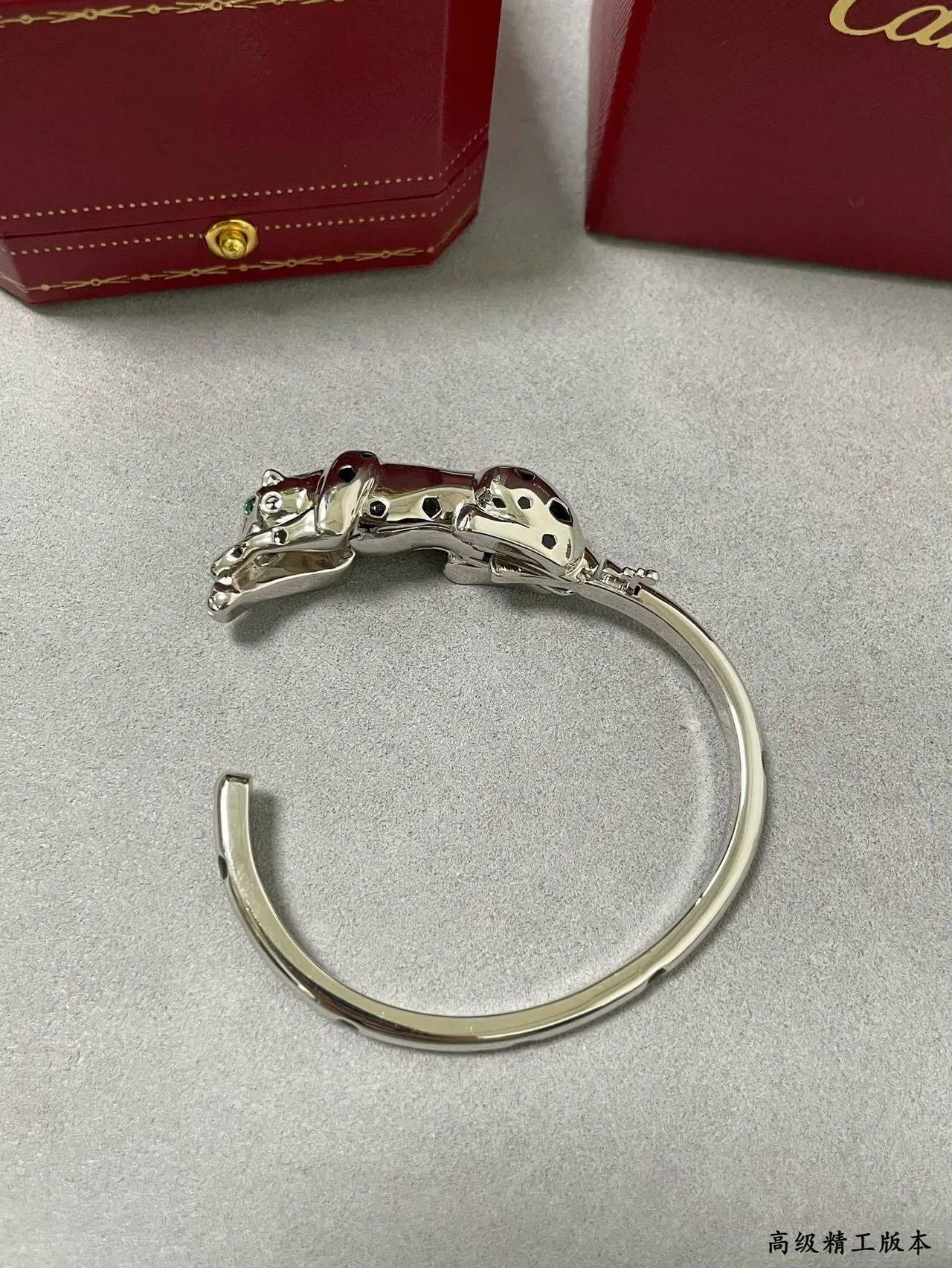 Cartier Panthère Motif Pulseira Prata e Preto Esmalte 2