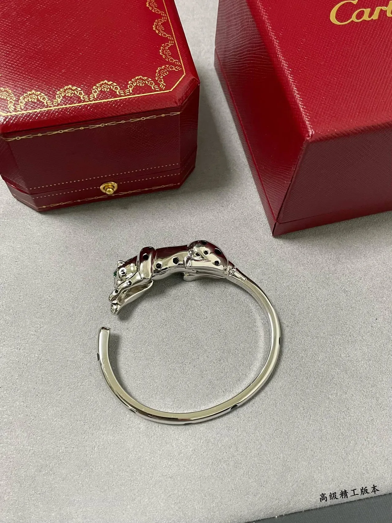 Cartier Panthère Motif Pulseira Prata e Preto Esmalte 6