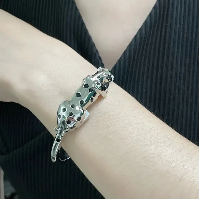 Cartier Panthère Motif Pulseira Prata e Preto Esmalte 8