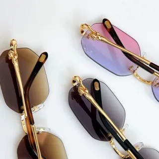 Cartier Panthère نظارات شمسية بدون إطار لينس تدرجية