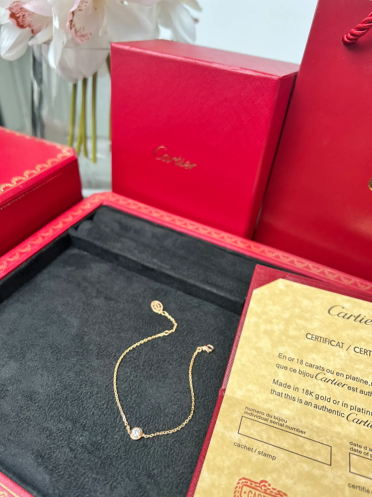 Cartier Pulsera de cadena de oro con una piedra 2