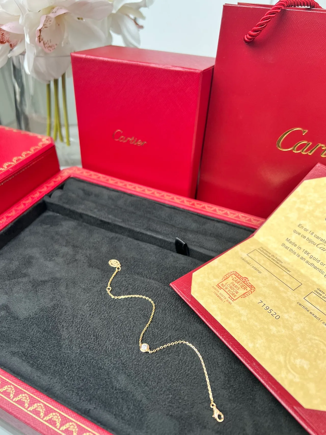 Cartier Pulsera de cadena de oro con una piedra 8
