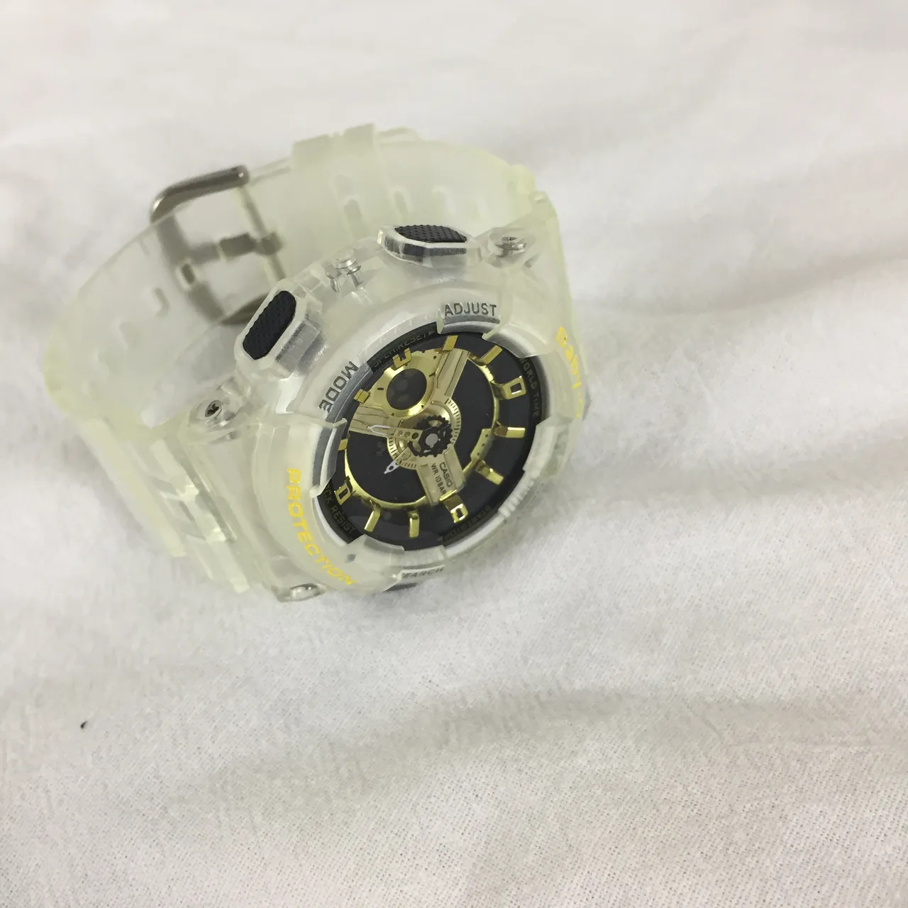 Casio Baby-G GA-110 पारदर्शी सोने की रेजिन केस डायल एक्सेंट्स घड़ी 8