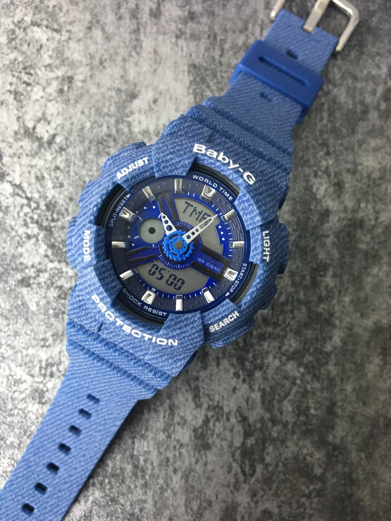 Casio Baby-G Reloj Deportivo de Resina Texturizada Azul Carcasa Híbrido Analógico-Digital 5