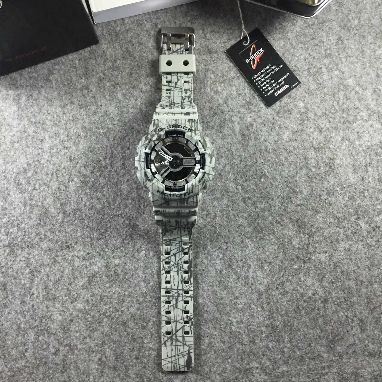 Casio बेज ग्रे ड्यूल एनालॉग-डिजिटल डिस्प्ले बोल्ड प्रोटेक्टिव बेजल घड़ी 7