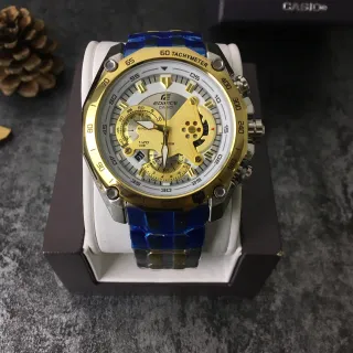 Casio Edifice 计时金色和蓝色运动手表