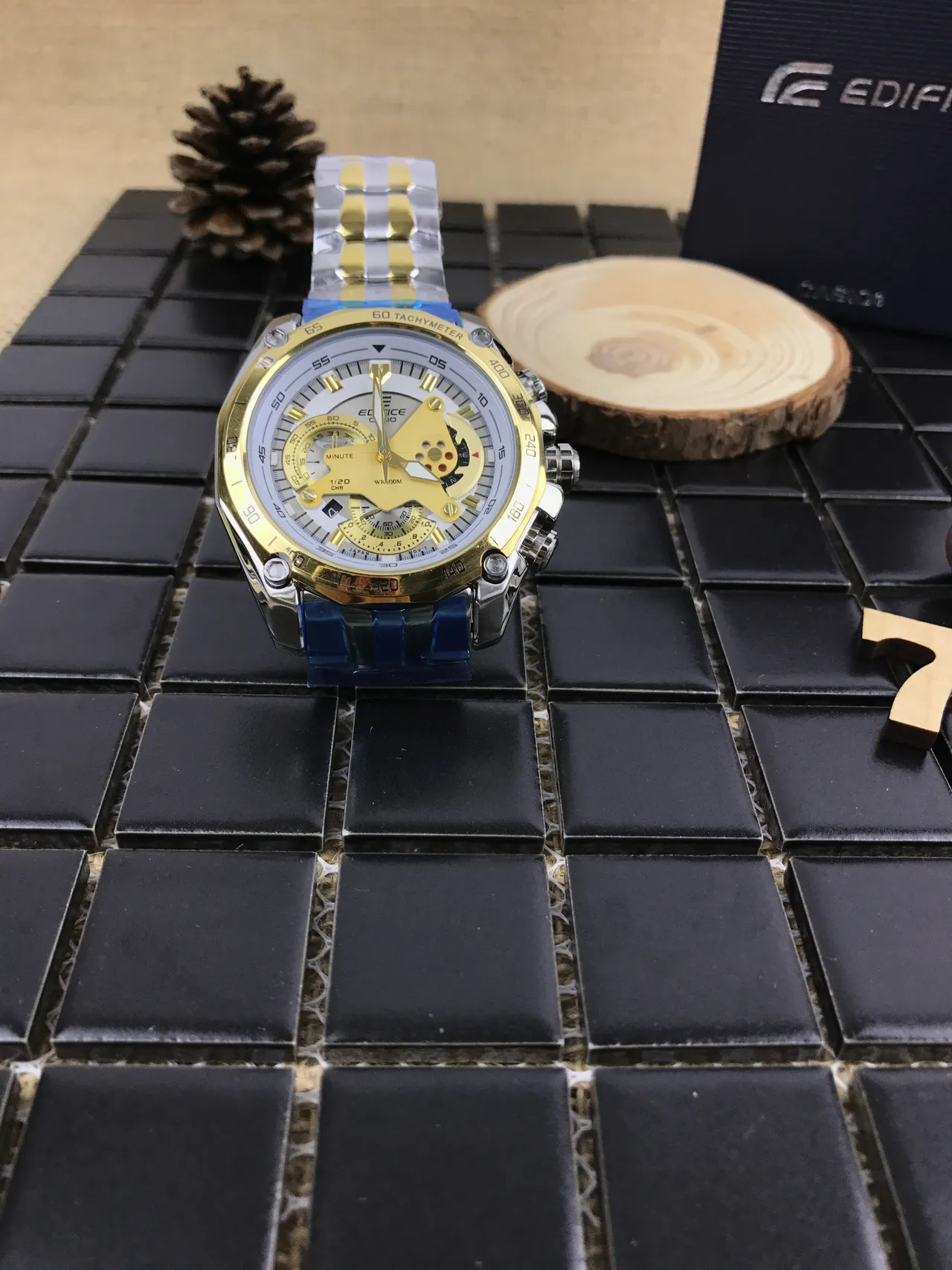 Casio Edifice Chronograph Gold and Blue Sports Watch 10