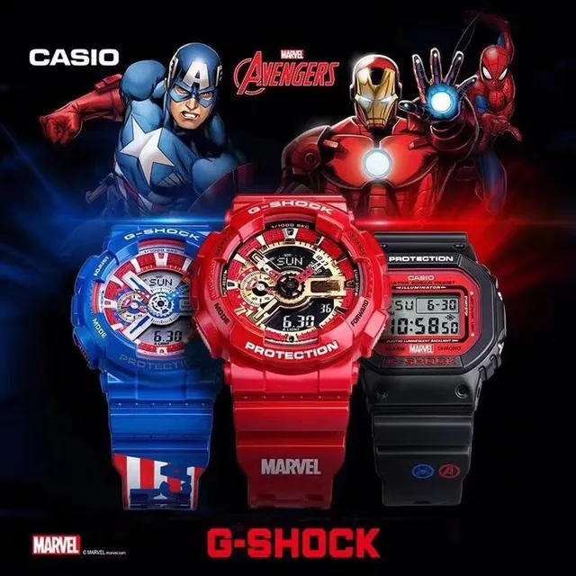 Casio G-Shock DW-5600 Marvel تعاون أسود وأحمر ساعة رياضية 2