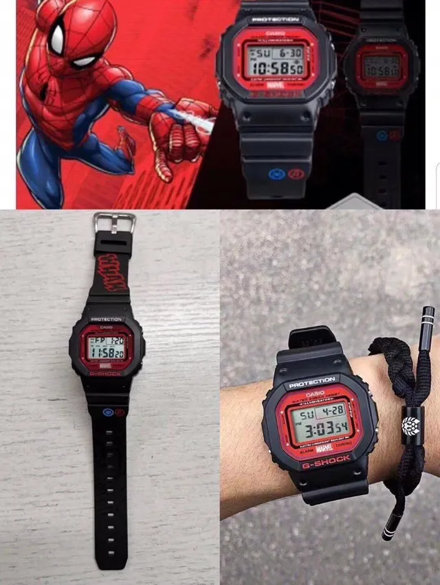 Casio G-Shock DW-5600 Marvel تعاون أسود وأحمر ساعة رياضية 3