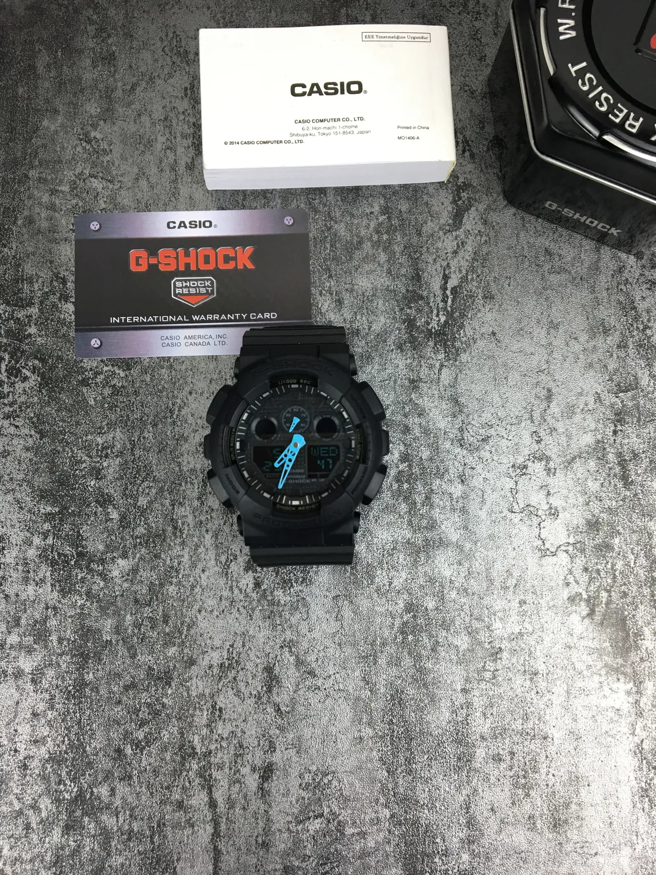 Casio G-Shock GA-100 Negro Azul Mate Resina Construcción Audaz Analógico-Digital Híbrido Cara Reloj 2