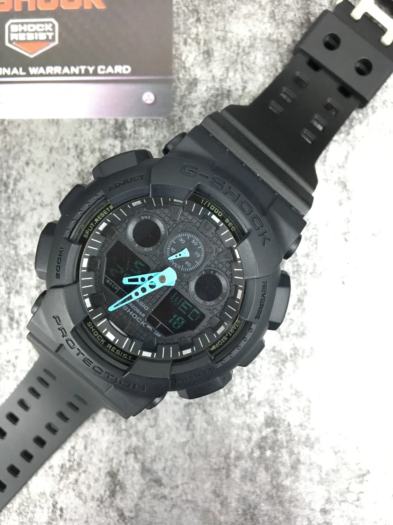 Casio G-Shock GA-100 Negro Azul Mate Resina Construcción Audaz Analógico-Digital Híbrido Cara Reloj 5