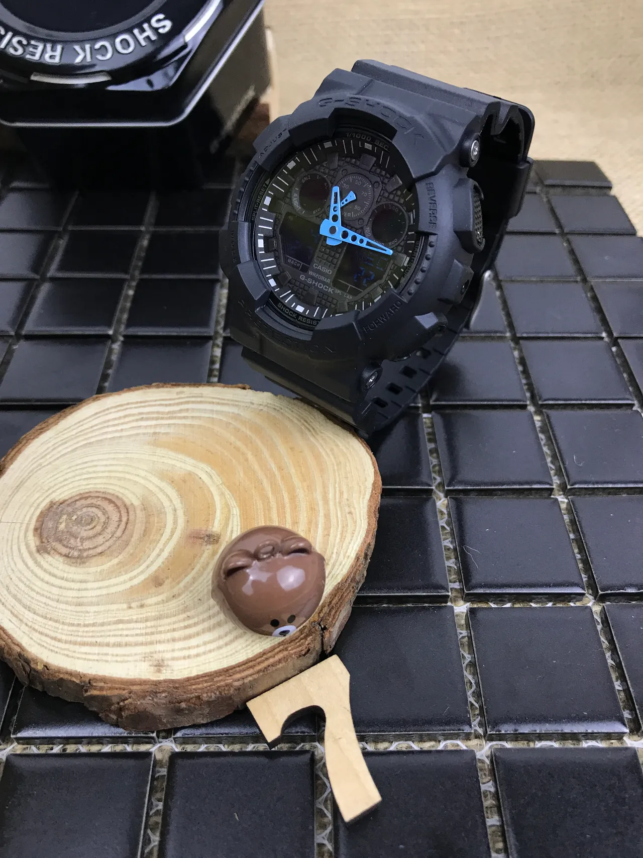 Casio G-Shock GA-100 Negro Azul Mate Resina Construcción Audaz Analógico-Digital Híbrido Cara Reloj 9