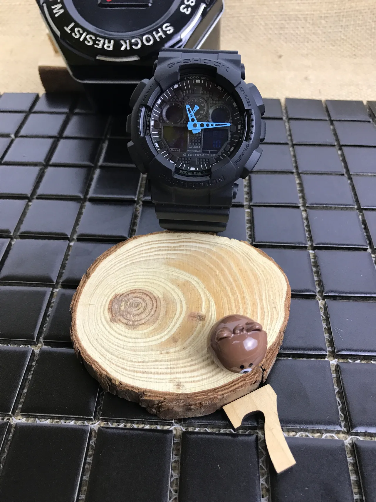 Casio G-Shock GA-100 Negro Azul Mate Resina Construcción Audaz Analógico-Digital Híbrido Cara Reloj 10