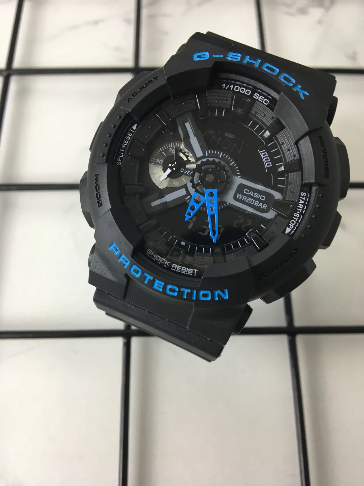 Casio GA-110 Preto Azul Mate Resina Caso Bold Accent Tipografia Relógio 2