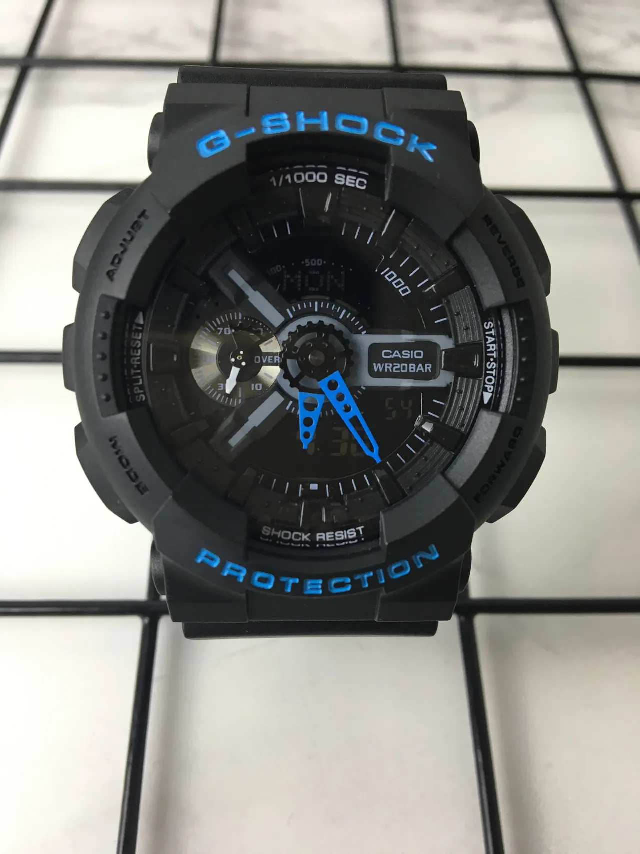 Casio GA-110 Preto Azul Mate Resina Caso Bold Accent Tipografia Relógio 3