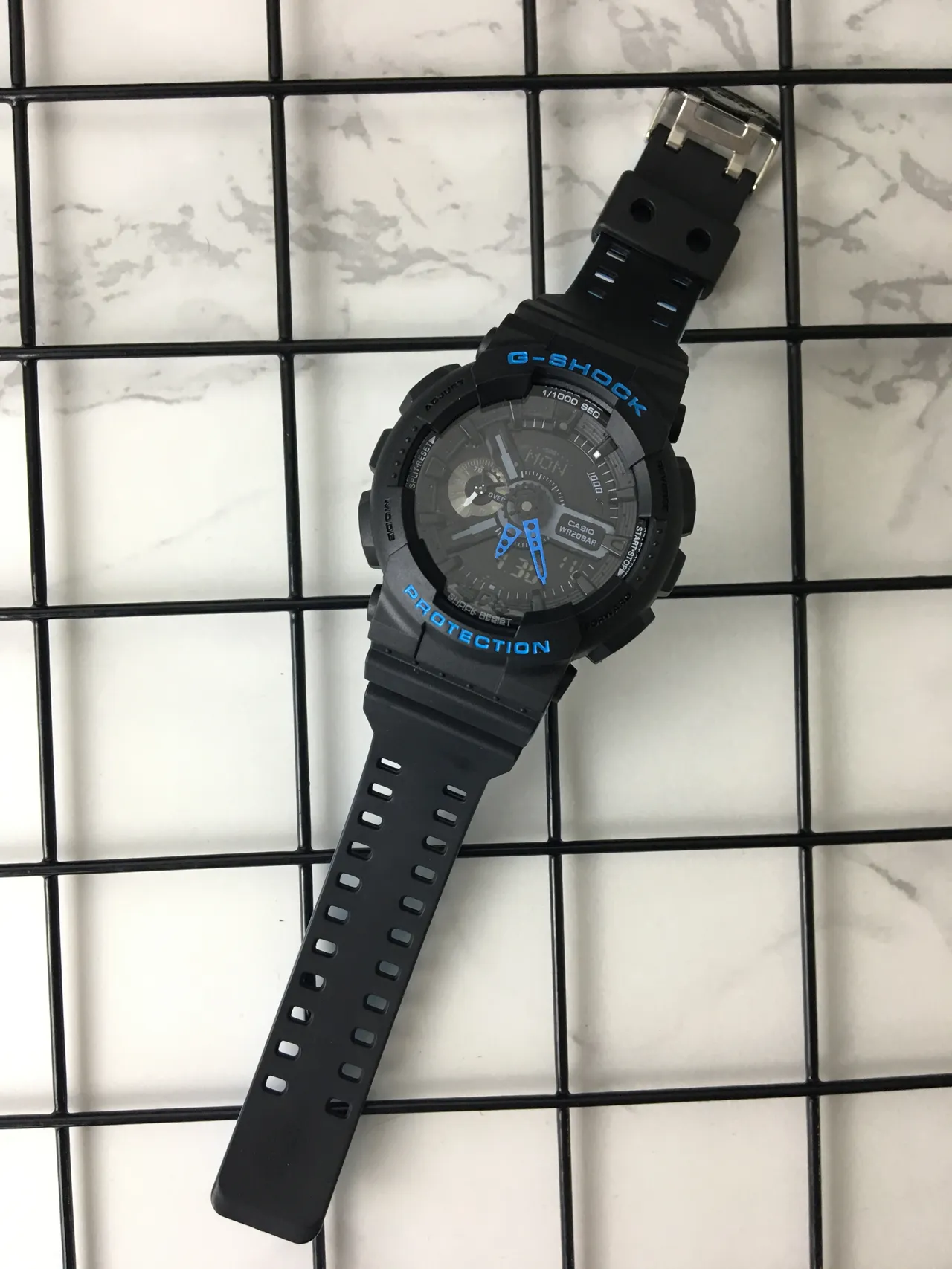 Casio GA-110 Preto Azul Mate Resina Caso Bold Accent Tipografia Relógio 6