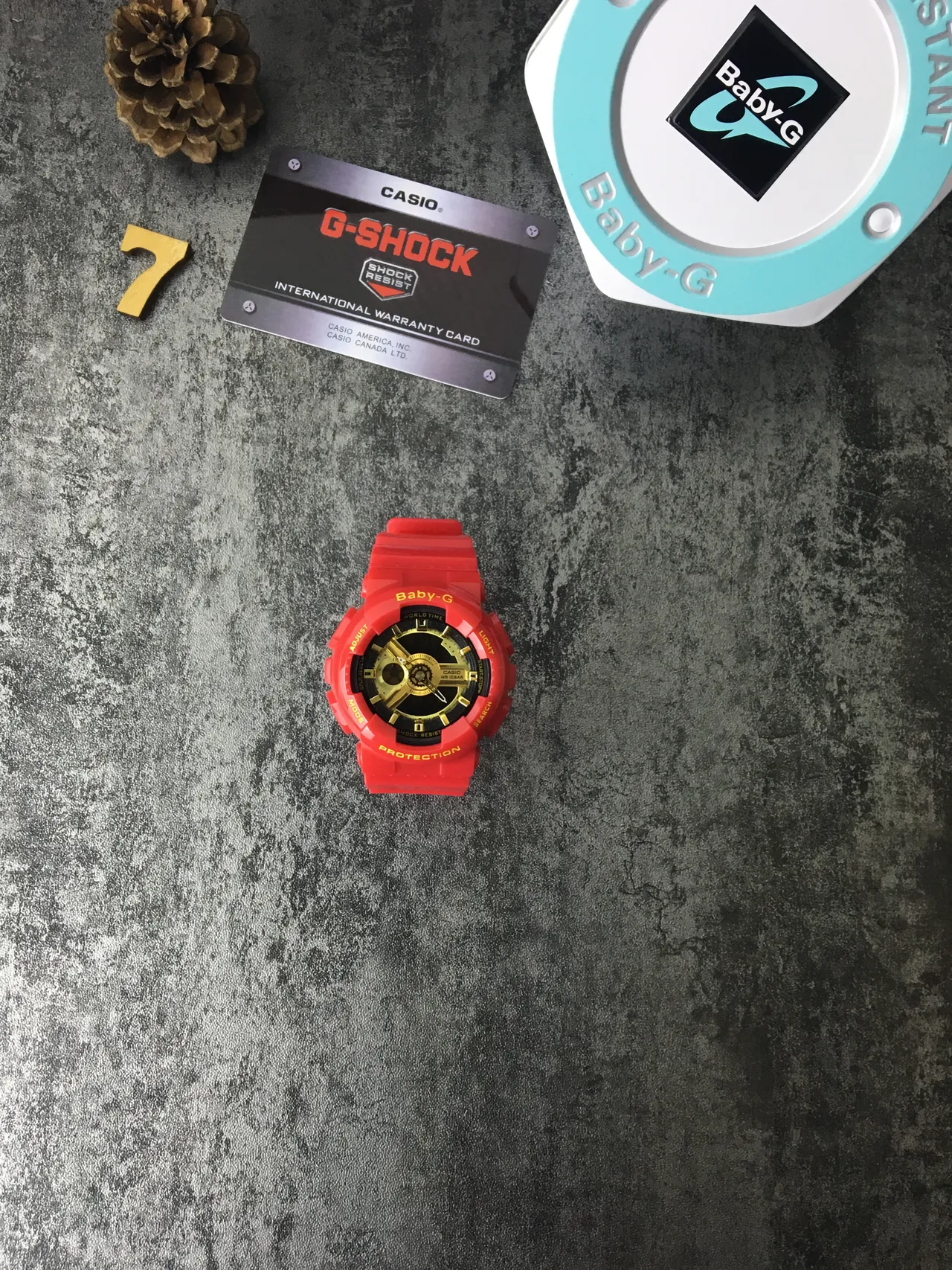 Casio Red Gold هيكل راتنج متين Analog-Digital Hybrid Display Watch 2